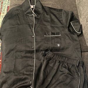 Victoria's Secret Black Satin Pajama Set